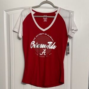 Crimson Tide Women's Red and White V-Neck Top university of Alabama
